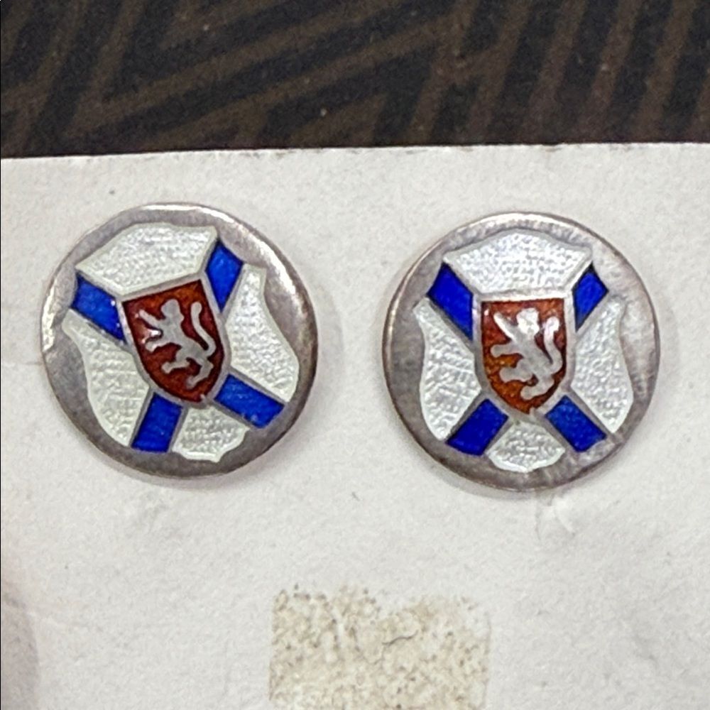 Vintage BMCO Sterling Silver and Blue Enamel screwed in earrings